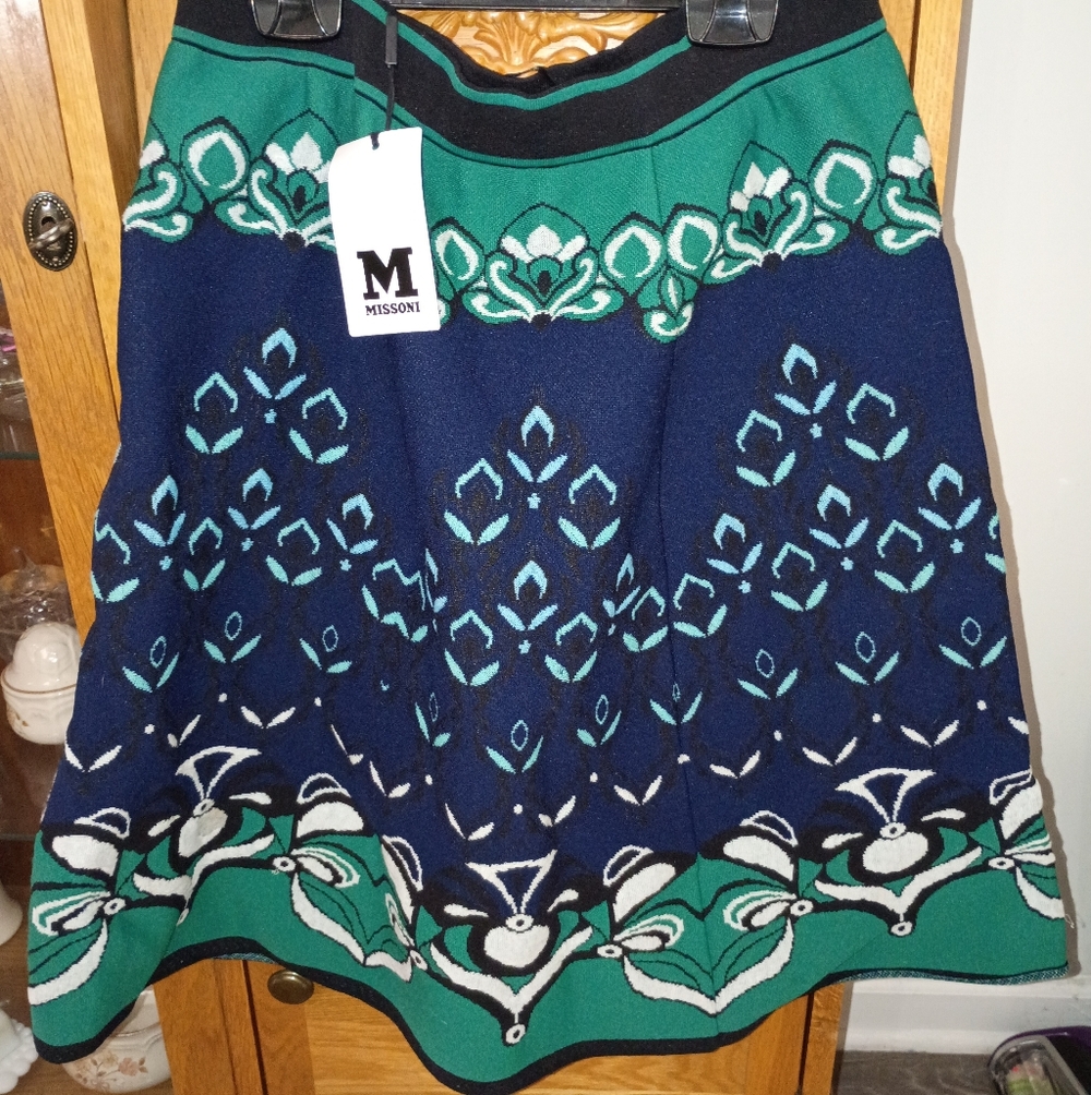 Missoni A-Line Skirt in Blue and Green
